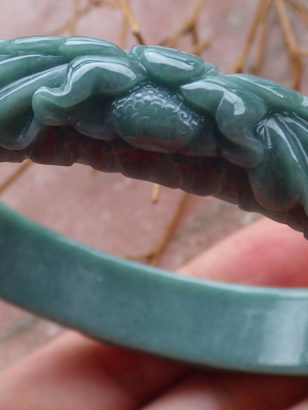Certified Hand Carved Natural Burma A JADE Jadeite Phoenix Bangle Bracelet 59mm